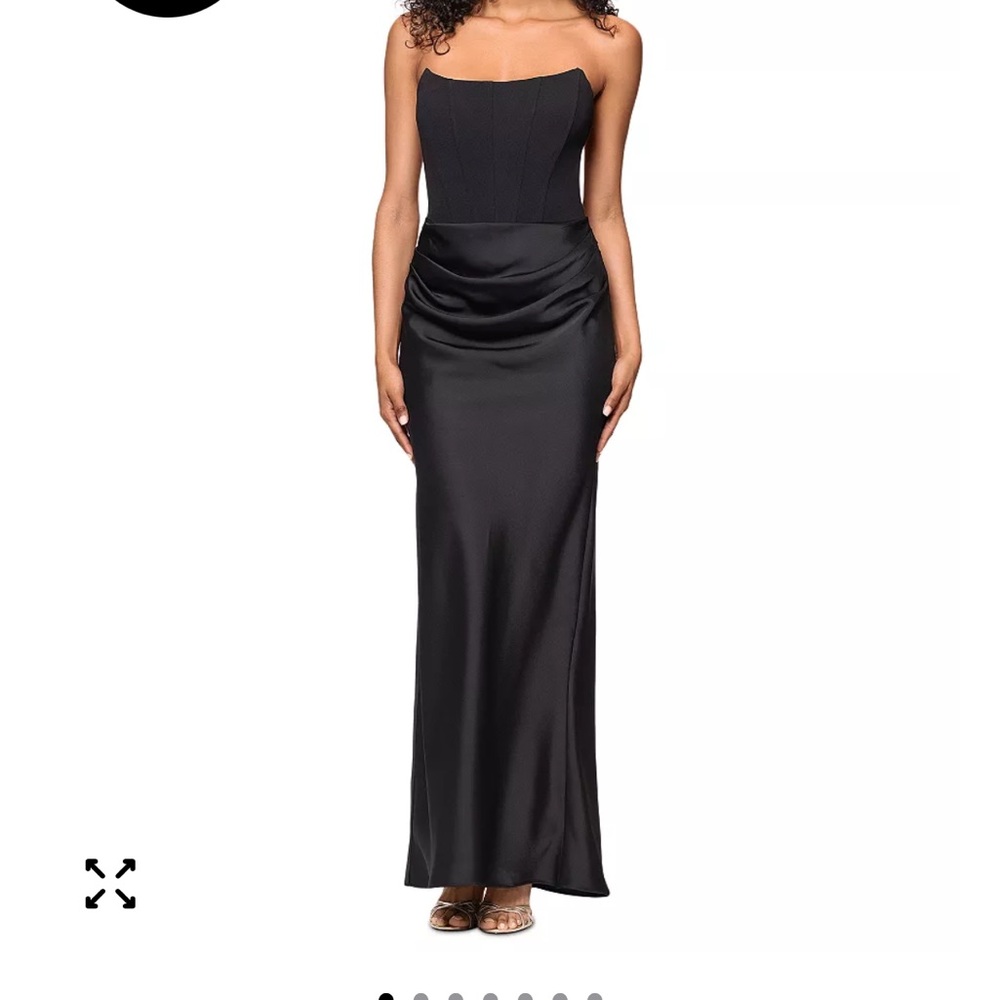 Betsy & Adam Black Strapless Gown